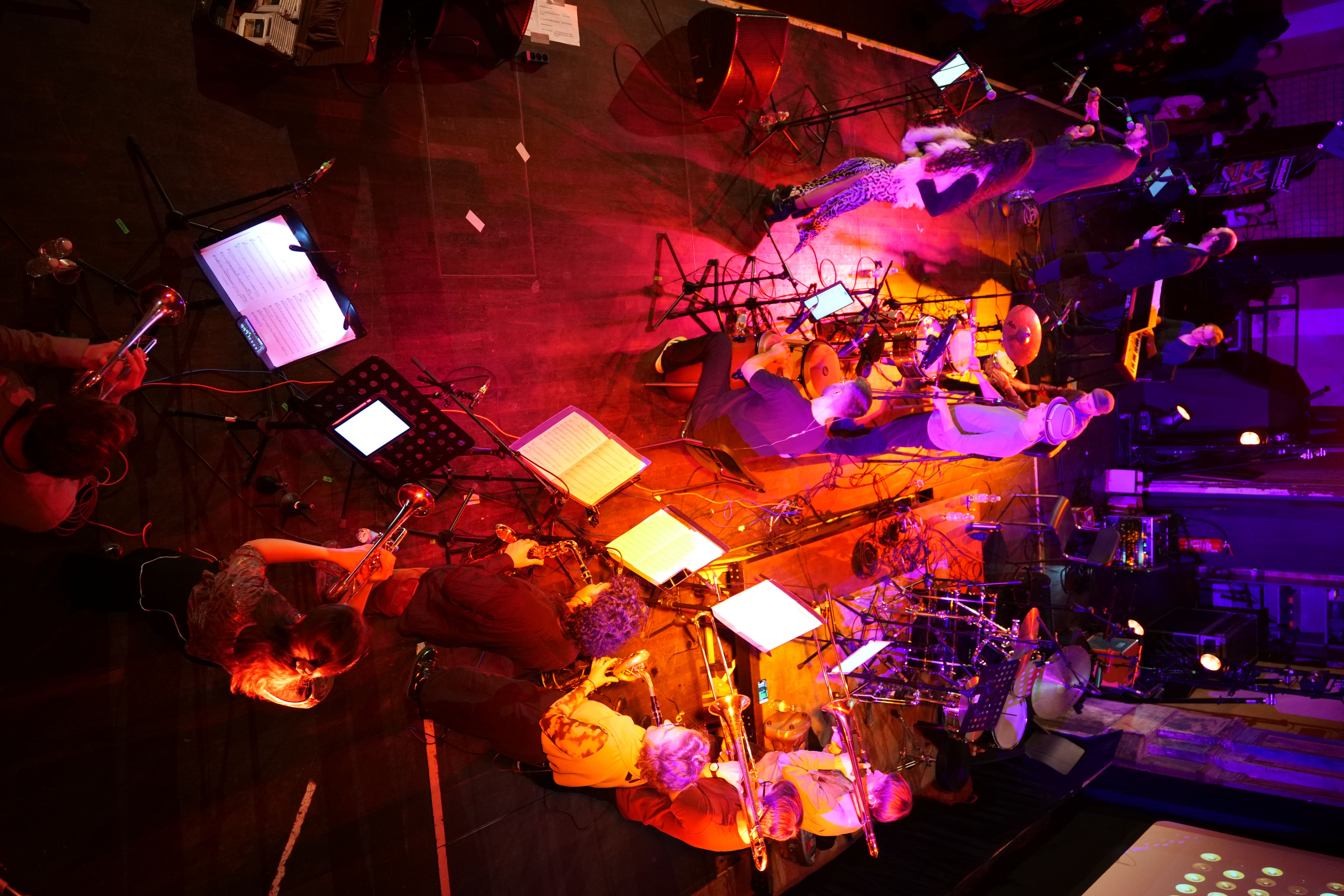 Overhead view of the stage